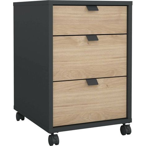 Dmora - Cajonera Agazzino, Cómoda multiusos, Cómoda de dormitorio, Gabinete con cajones, 48x41 h61 cm, Roble y Gris