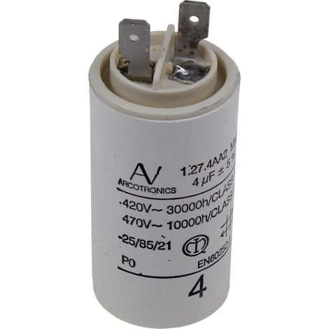 Condensateur 4µF 420V pour hotte – Démarrage moteur – Compatible Whirlpool, Scholtes, Bauknecht – 481212028054
