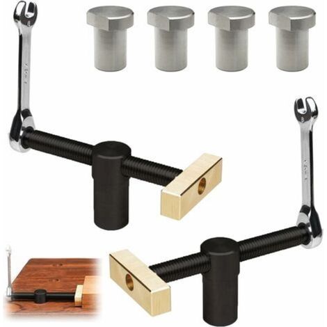 Set of 2 Tabletop Vise Clamps for Woodworking, Quick Workbench Clamps, Adjustable Desk Clip with 4 Bench Dogs, Drill Press Vise for Woodworking Tools, for 20mm Holes on Benchtops (1/4)