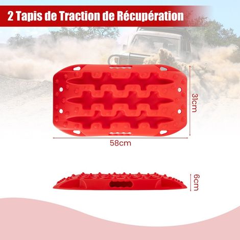 2 plaques d'aide à la traction, échelle de pneus tout-terrain pour sable/boue/neige, 10 tonnes - rouge (1/5)