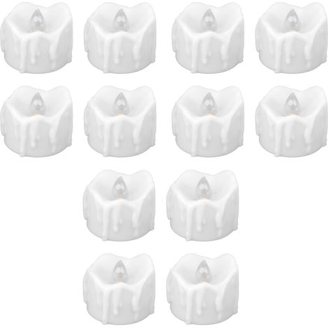 Lot de 12 bougies chauffe-plat électriques LED, lumière blanc chaud, réalistes et sans flamme, pour la décoration d'Halloween et de mariage. (1/5)