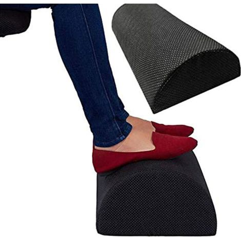 Poggiapiedi ergonomico da posizionare sotto la scrivania: cuscino in schiuma ad alta densità, regolabile in altezza e inclinazione, migliora la postura di lavoro. (1/5)