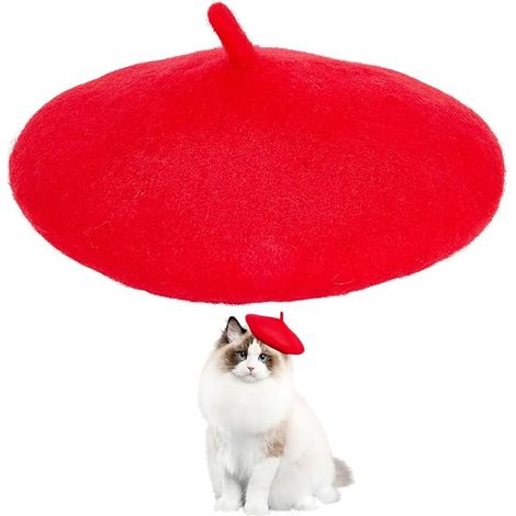 Beret for Dogs Hat for Cats Wool Headbands for Puppies French Artist Hat Mini Caps Christmas Costume for Small Dog Hair Party Cosplay Carnival (1/3)