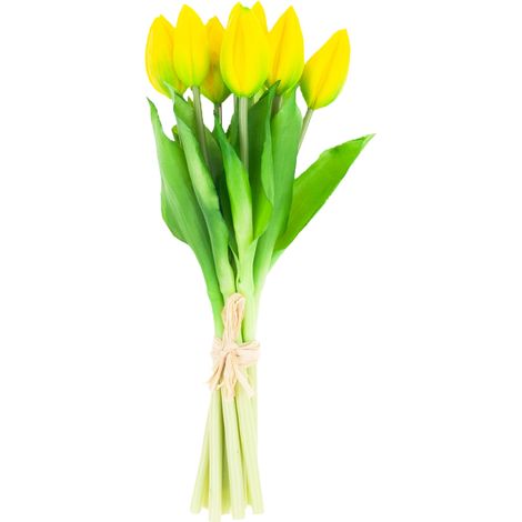 CV08289-4 Tulpenstrauß aus Gummiblumen, täuschend echt aussehend, 9 Stück (1/5)