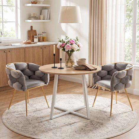 Silla de acento lujosa y moderna, silla de tocador con estructura de metal para dormitorio, sala de estar, comedor, juego de 2 (1/5)
