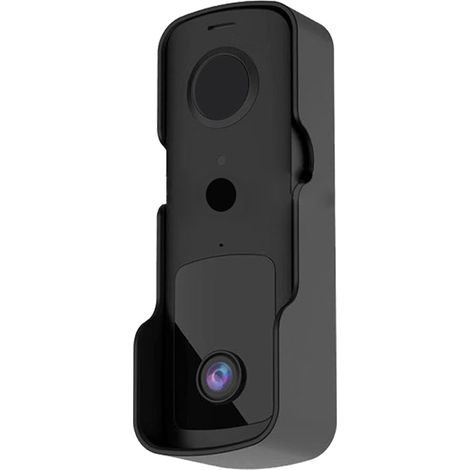 Sonnette vidéo sans fil avec vision nocturne infrarouge, visualisation bidirectionnelle et audio bidirectionnel, pour la maison (noire) (1/5)