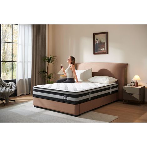 Inofia NidFrais Matelas 90x200 cm Hauteur 28 cm matelas à ressorts ensachés individuels en coton biologique, 7 zones ergonomiques, certifié Oeko-Tex