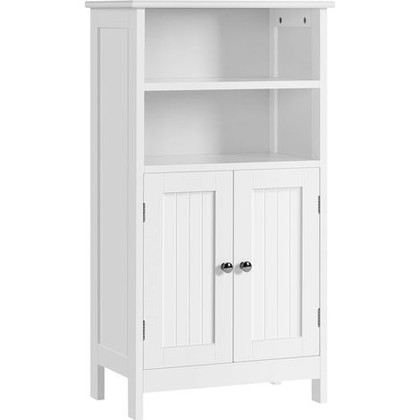Yaheetech Mobile da Bagno Armadietto da Terra Autoportante Bianco Mobiletto da Pavimento con 2 Ante Ripiano Regolabile Armadio D'archivio Multiuso da Soggiorno Cucina 92,5 x 50 x 30 cm (1/5)