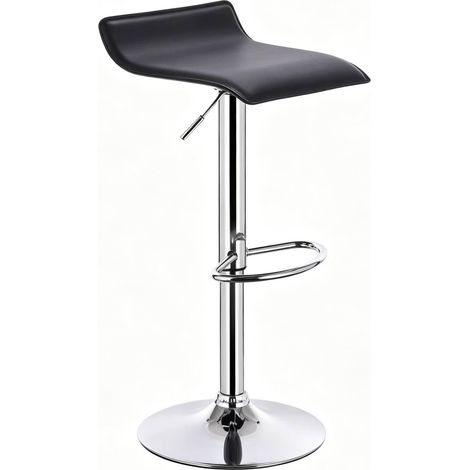 Tabouret de bar réglable en hauteur avec siège en similicuir noir et base en acier chromé (1/5)