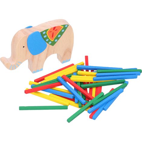 Wooden Stacking Elephants Blocks Balanced Jigsaw Puzzle Early Learning Educational Toy Gift (1/5)