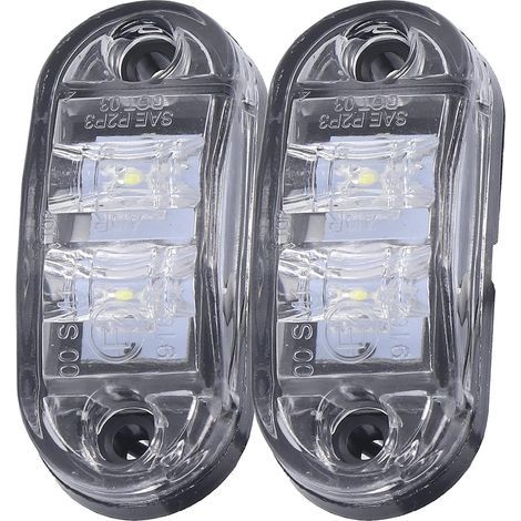 Feux de Position Latéraux, 10-30V 2 DEL Marqueur Lumière Feu de Position Latéral Signal Lumineux D'avertissement Pour Voitures Camions Remorques Camping-cars(Un blanc) (1/5)