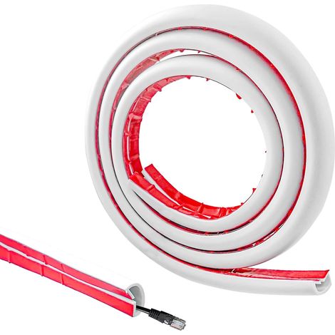 Gaine de Câbles Autocollante Blanche de 1 m,Cache-Fils Flexible 16mm x 10mm,PVC Goulotte de Câbles pour électriques,TV et Bureau (1/5)