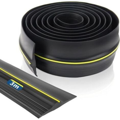 Joint de seuil de porte de garage universel, joint de porte de garage en caoutchouc, joint de porte de garage, joint de sol résistant aux intempéries (3 m, noir)-- (1/4)