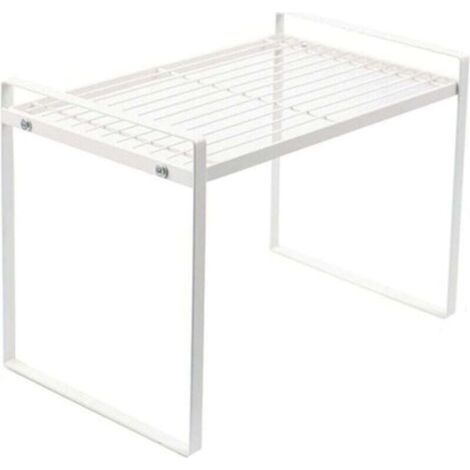 Etagere Placard. étagère Cuisine. 1 pièce Rangement Cuisine Placard. Fabriqué en métal. Garde-Corps surélevé. Durable. Bonne capacité de Charge. pour Cuisine. Armoire (21 x 33 x 24cm. blanc) (1/5)