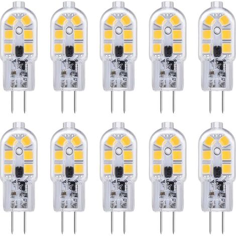 Ampoule LED G4 pour hotte aspirante 12 V 2 W blanc froid 6000 K, 200 lm, Bi-Pin G4 équivalent halogène, 12 V AC/DC Lampe LED G4 pour camping-car/hotte de cuisine, non dimmable, 10 pièces [Classe éner