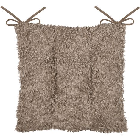 Galette de chaise - Effet bouclette Taupe 38x38 cm