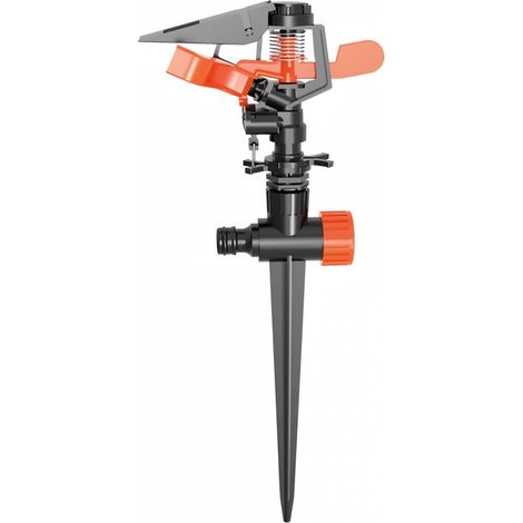 Irrigatore battente su puntale in plastica per prati e giardini con settore regolabile da 0 a 360° (1/2)