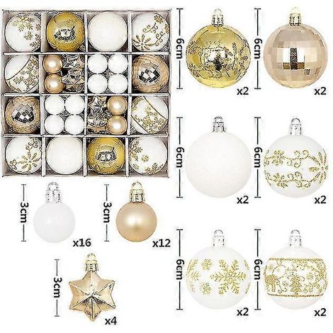 Nouvelles décorations de Noël pour sapin, lot de 44 boules colorées incassables à suspendre. (1/5)