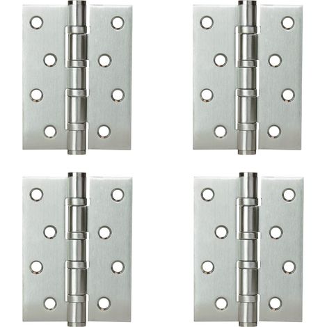 Charnières à Bout Paumelle à Visser Acier Inox à Roulement à Billes Charnière 102 x 76mm pour Portes Intérieures à Recouvrement Jusqu'à 80 kg (4 Pièces)