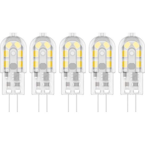 5X G4 Ampoule LED 2W Ampoule Lampe 12 SMD 2835LEDs Blanc Chaud 3000K LED Lampe Économie d'énergie 200LM Spotlight AC/DC12V [Classe énergétique A+] (1/5)