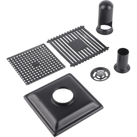 Bonde de douche avec grille de recouvrement amovible en acier inoxydable SUS304, accessoire de salle de bain 12 x 12 cm (1/5)