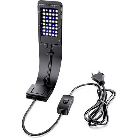 Pair Aquarienbeleuchtung, LED-Lichtleiste für Süßwasseraquarien, ultradünne 10-W-IPX7-wasserdichte Aquarienpflanzenleuchte mit starker Klemme und 24 weißen und blauen LEDs für 30-60 cm Aquarien (Schwa