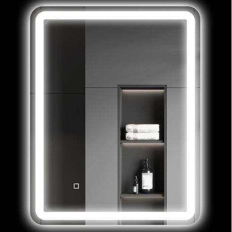 Espejo de baño LED 70 x 90 cm, táctil, antivaho, regulable, 3 colores DESVIAE (1/5)