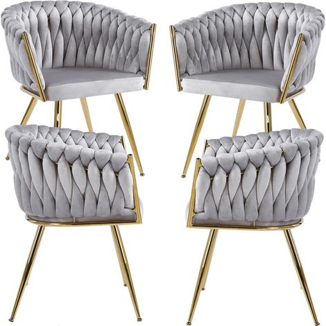 Packs Sillas Comedor - Pack 4 Sillas Widny Golden Terciopelo - Gris claro (1/5)