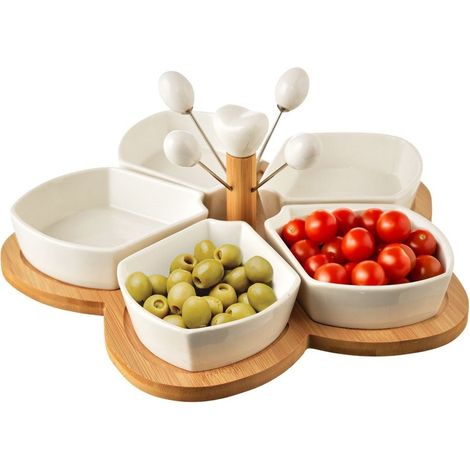 Cuencos para aperitivos de porcelana Whiteline, blancos, 28,5 cm, 10 unidades. (1/5)