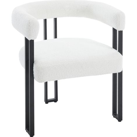 WOLTU 1x Sillas de Comedor Sillas de Cocina con Patas de Metal para Comedor, Chenilla, Crema