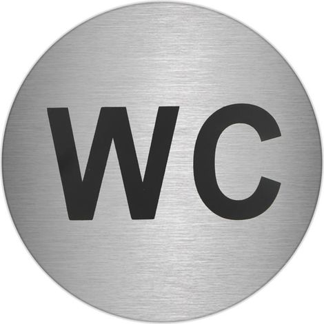 ORYX Plaque adhésive "WC" en acier inoxydable Ø 7 cm. (1/3)