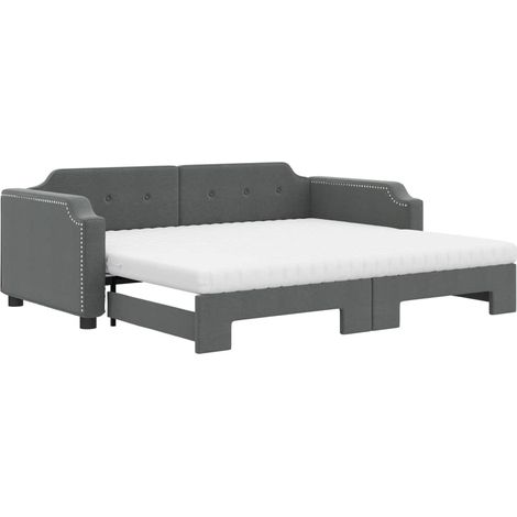 Maison Exclusive - Lit de jour avec gigogne et matelas gris foncé 90x190 cm tissu
