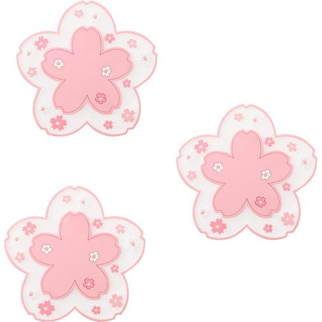 Sous-plat Forme Fleur De Cerisier - PVC Antidérapant - Pour Café Thé Tasse Chaude - Lot De 3 (1/5)