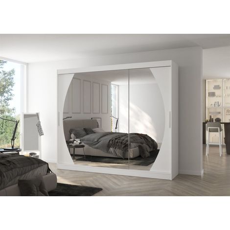 Schiebetürenschrank Schrank Nr.520 in Weiß- Spiegel 250x215x58 cm (1/3)