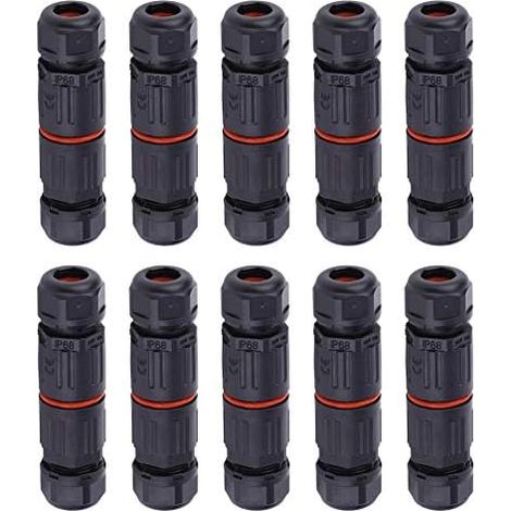 10 pcs étanche connecteur de câble électrique, IP68 3 broches connecteurs étanches raccord extérieur prise de courant, raccord de connecteur de fil étanche (1/5)