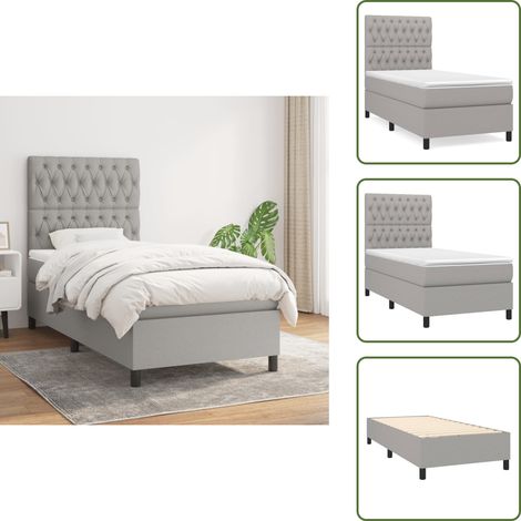 Boxspringbett mit Matratze Hellgrau 90x190 cm Stoff - Boxspringbett - Doppelbett - Bettenrahmen - Schlafsystem - Liegekomfort (1/5)