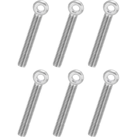 6 Pcs Boulon à Œil M8x65mm Boulon à Œillet de Levage pour Balancement d'Épaule, Vis Poisson en Acier Inoxydable 304, Filetage Métrique à Demi-Denture Trou Coulissant, Argentée (1/5)