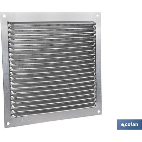Grille de ventilation en aluminium avec moustiquaire, 17 x 17 cm et 0,6 mm d'épaisseur