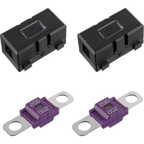 Lot de 2 Porte Fusibles de Voiture et 2 Fusibles Midi Boulonnés à Courant élevé 200A pour Voitures, Camions, Véhicules (1/5)