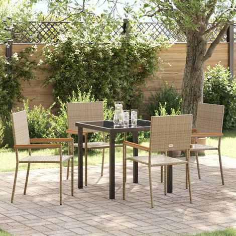 Ensemble de salle à manger pour jardin 5 pcs-Salon de jardin Beige polyrotin 448181 (1/5)