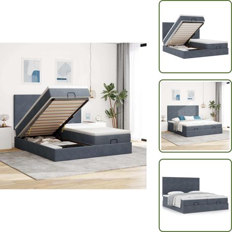 Letto matrimoniale - vidaXL Struttura Letto Pouf con Materassi 180x200 cm Velluto - Materasso morbido
