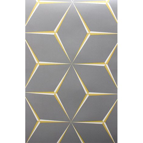 Belgravia Harper Mustard Yellow Grey Glitter Geometric Luxury Wallpaper 9740 (1/3)