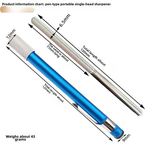 Irovami Affûteur de couteaux portatif diamanté transfrontalier, pierre à aiguiser, lime à hameçons, type stylo à une ou deux têtes (7026-2 Tube stylo bleu, lime à hameçons simple, lot de 400) (1/5)