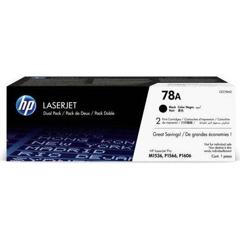 HP 78A toner LaserJet noir authentique CE278A pour HP LaserJet M1536/P1566/P1606 (1/5)