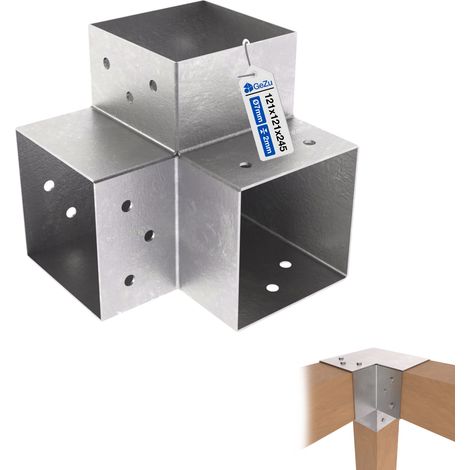 Connecteur de poteau en Y 121 x 121 mm – Galvanisé à chaud – Connecteur d’angle droit 3 voies pour pergola et pavillon – GeZu Impex
