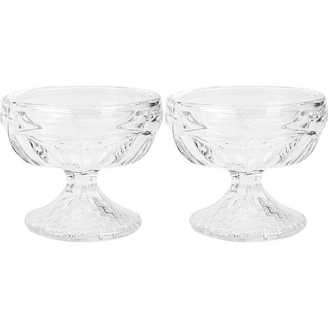 Ensemble 2 coupes à glace en verre rayé, coupes à dessert sur pied multifonctions pour puddings et coupes glacées