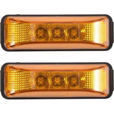 Lot de 2 feux de gabarit latéraux à LED ambre 24 V 3,9 pouces (9,9 cm) pour camions et remorques, étanches. (1/5)