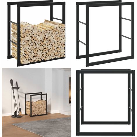 vidaXL Portant de bois de chauffage noir 55x30x61 cm acier (1/5)