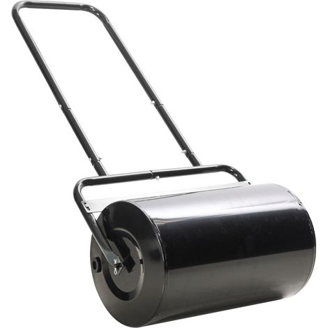 Rouleau à gazon 58x32,5x113 cm en acier noir avec poignée en U, pour pelouse irrégulière – MEUBLIV (1/5)