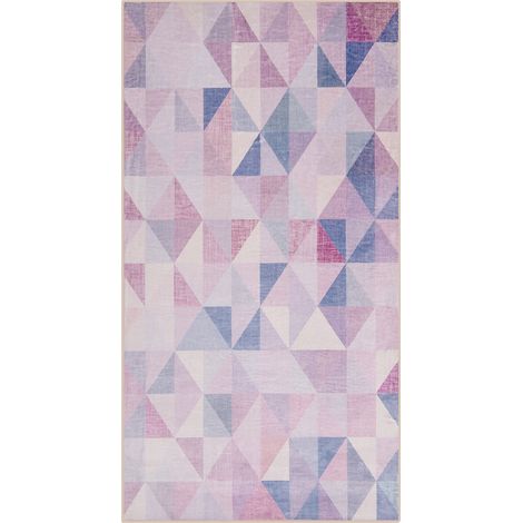 Alfombra azul gris 80 x 150 cm alfombra con motivo de triángulo moderno contemporáneo Kartepe (1/5)